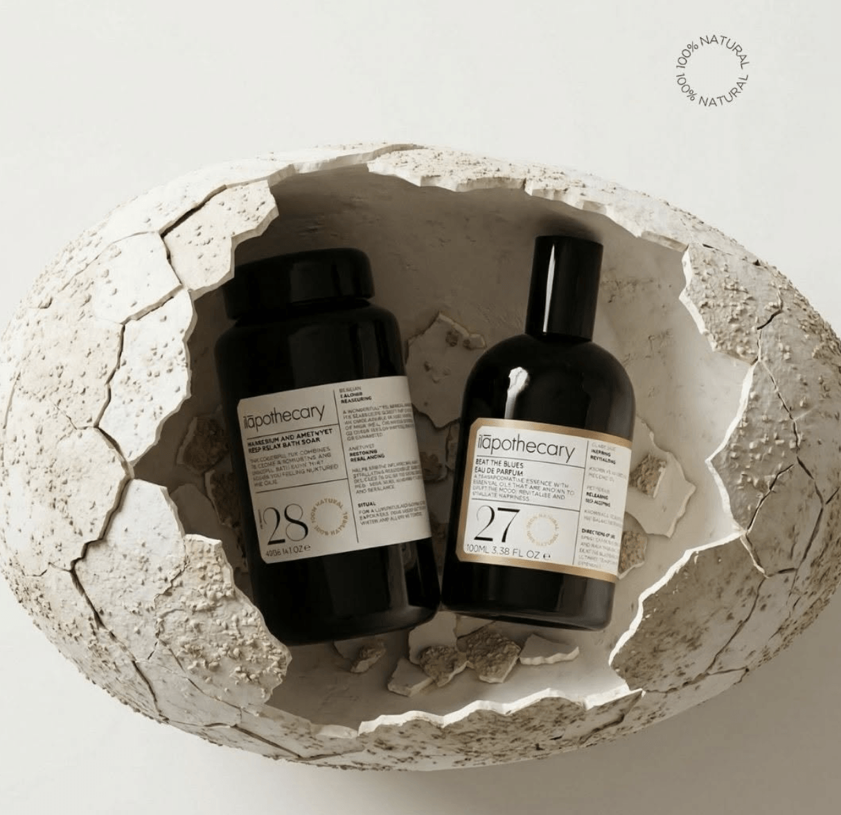 ilapothecary wellness bath soak and eau de parfum in black apothecary bottles